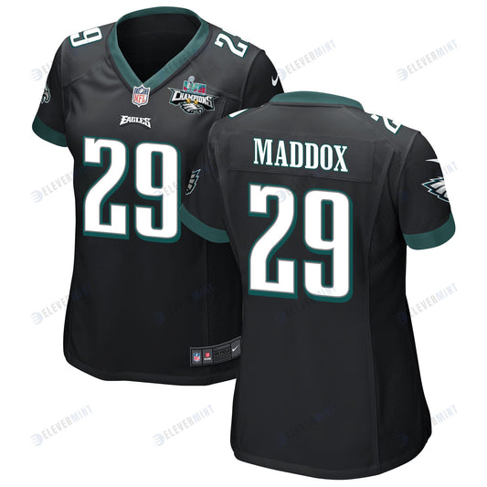 Avonte Maddox 29 Philadelphia Eagles Super Bowl LVII Champions 2 Stars Women Game Jersey - Black