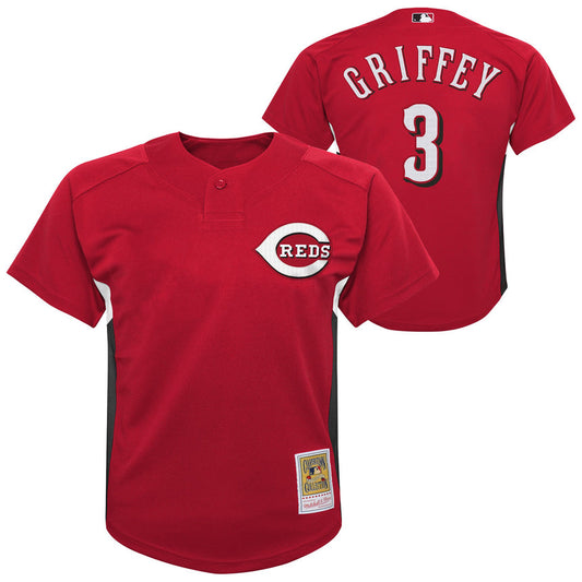 Youth Cincinnati Reds Ken Griffey Jr. Mitchell & Ness Red 2007 Cooperstown Collection Batting Practice Jersey