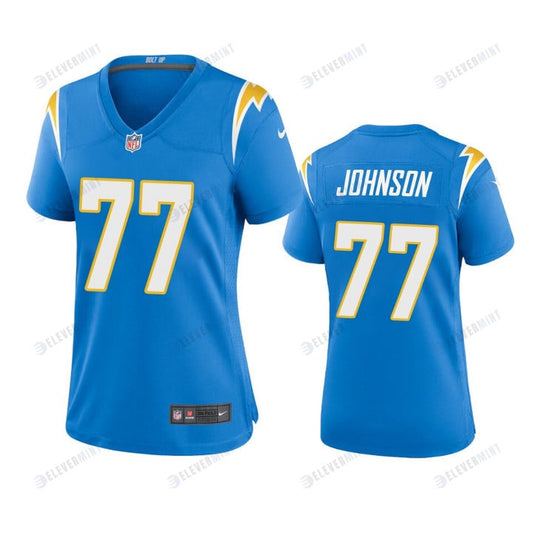 Women's Los Angeles Chargers Zion Johnson 77 Powder Blue Game Jersey