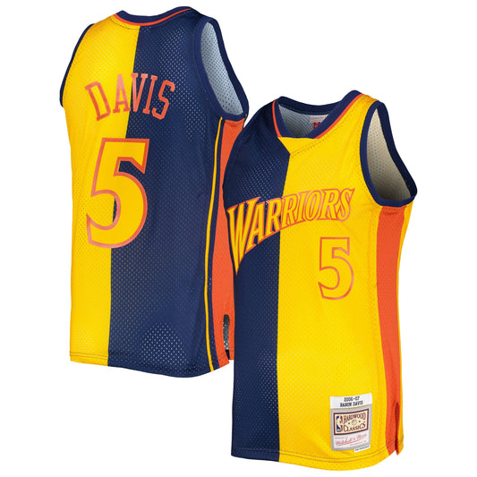 Baron Davis Golden State Warriors Mitchell & Ness Hardwood Classics 2006/07 Split Swingman Jersey - Navy/Gold