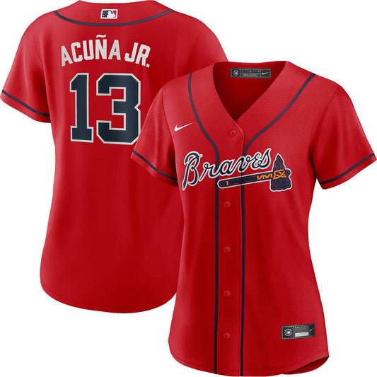 Women's Atlanta Braves Ronald Acuna Jr. Alternate Player Jersey - Red