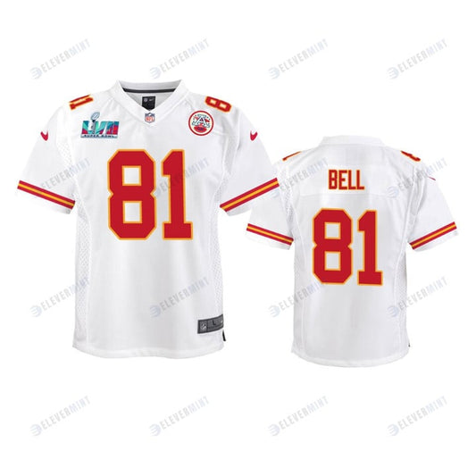 Blake Bell 81 Kansas City Chiefs Super Bowl LVII Game Jersey - Youth White