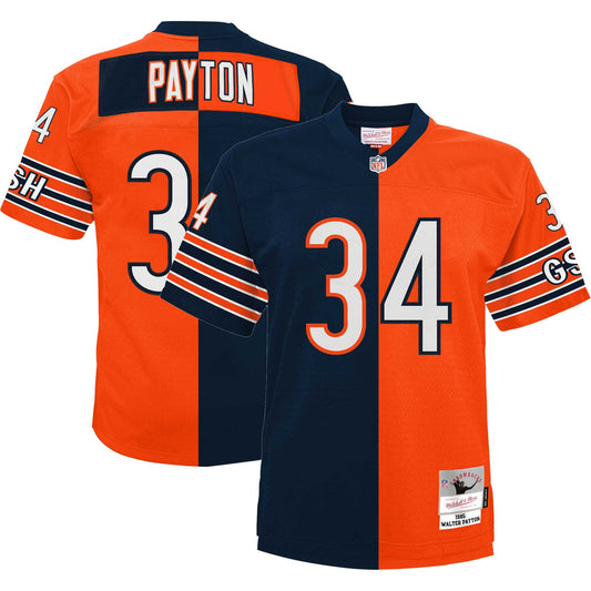 Walter Payton Chicago Bears Mitchell & Ness Youth Split Legacy Jersey - Navy/Orange