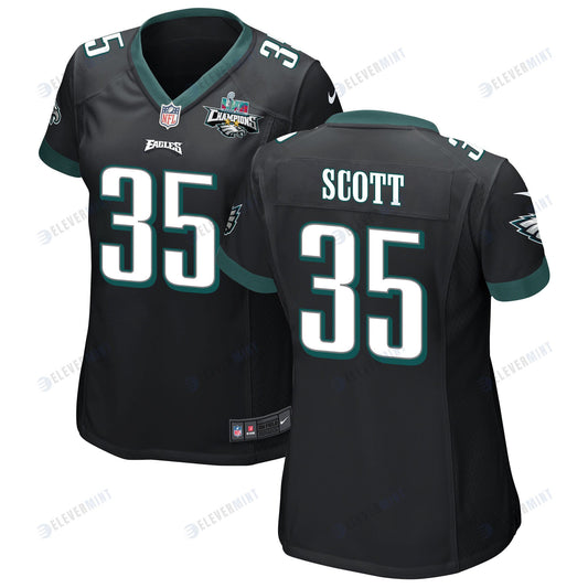 Boston Scott 35 Philadelphia Eagles Super Bowl LVII Champions 2 Stars Women Game Jersey - Black